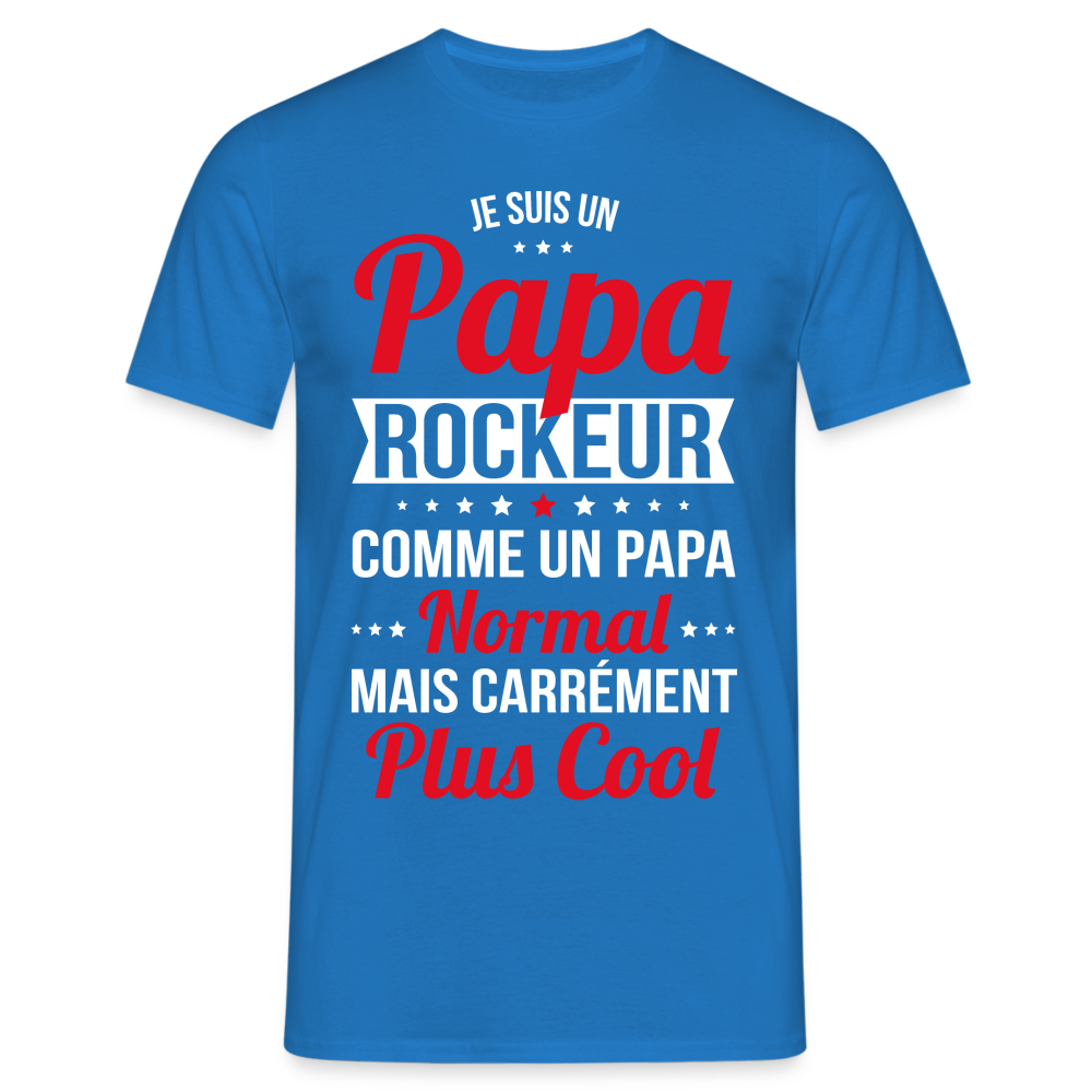 T-shirt Homme - Papa rockeur plus cool - bleu royal