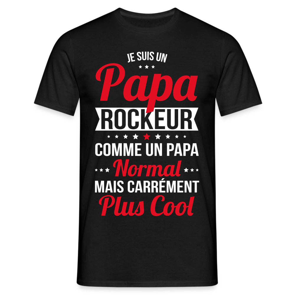 T-shirt Homme - Papa rockeur plus cool - noir