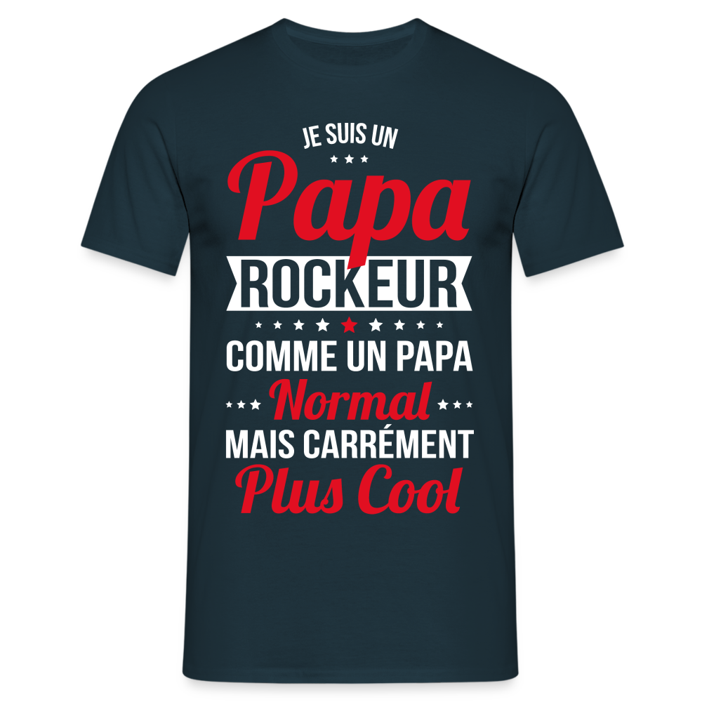 T-shirt Homme - Papa rockeur plus cool - marine