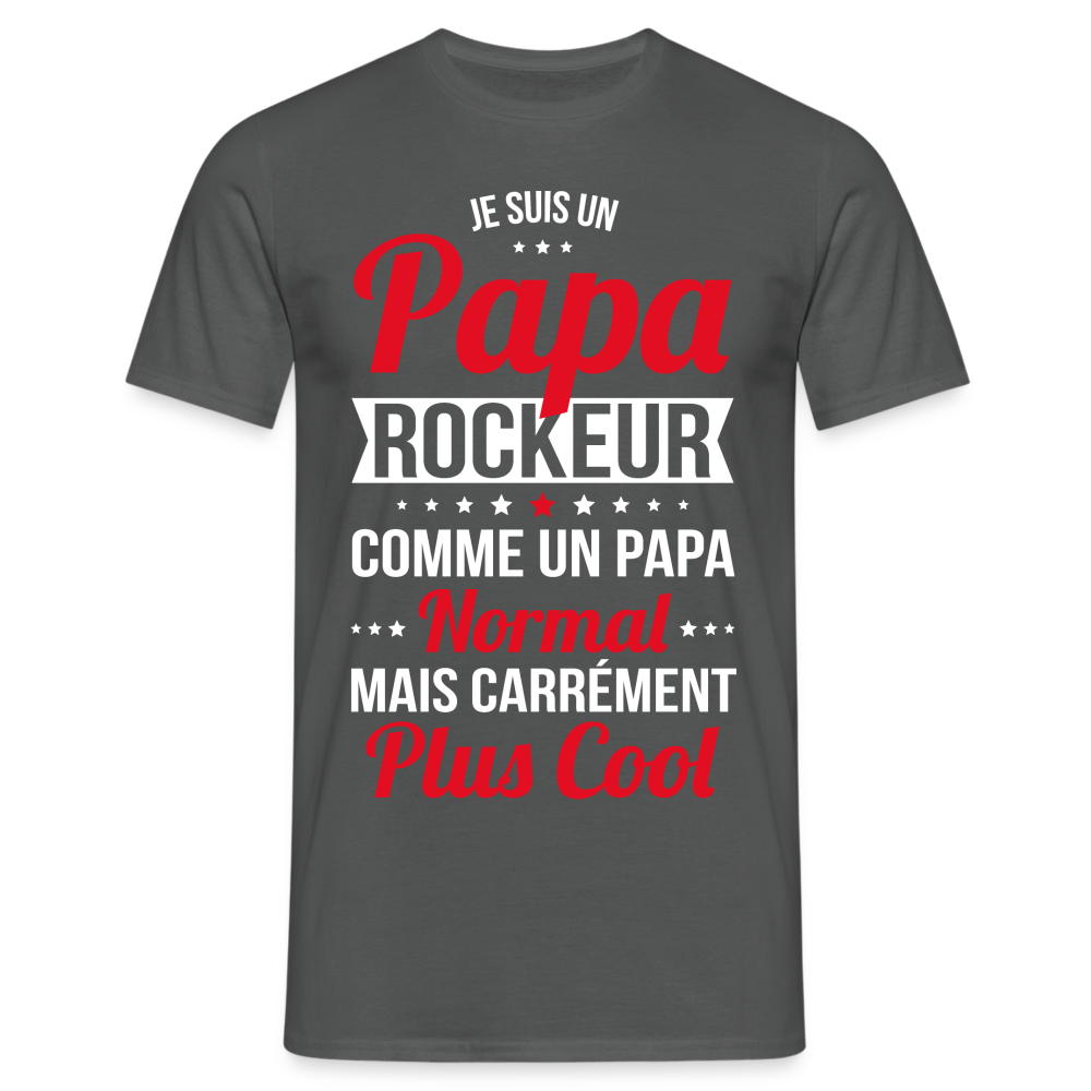 T-shirt Homme - Papa rockeur plus cool - charbon