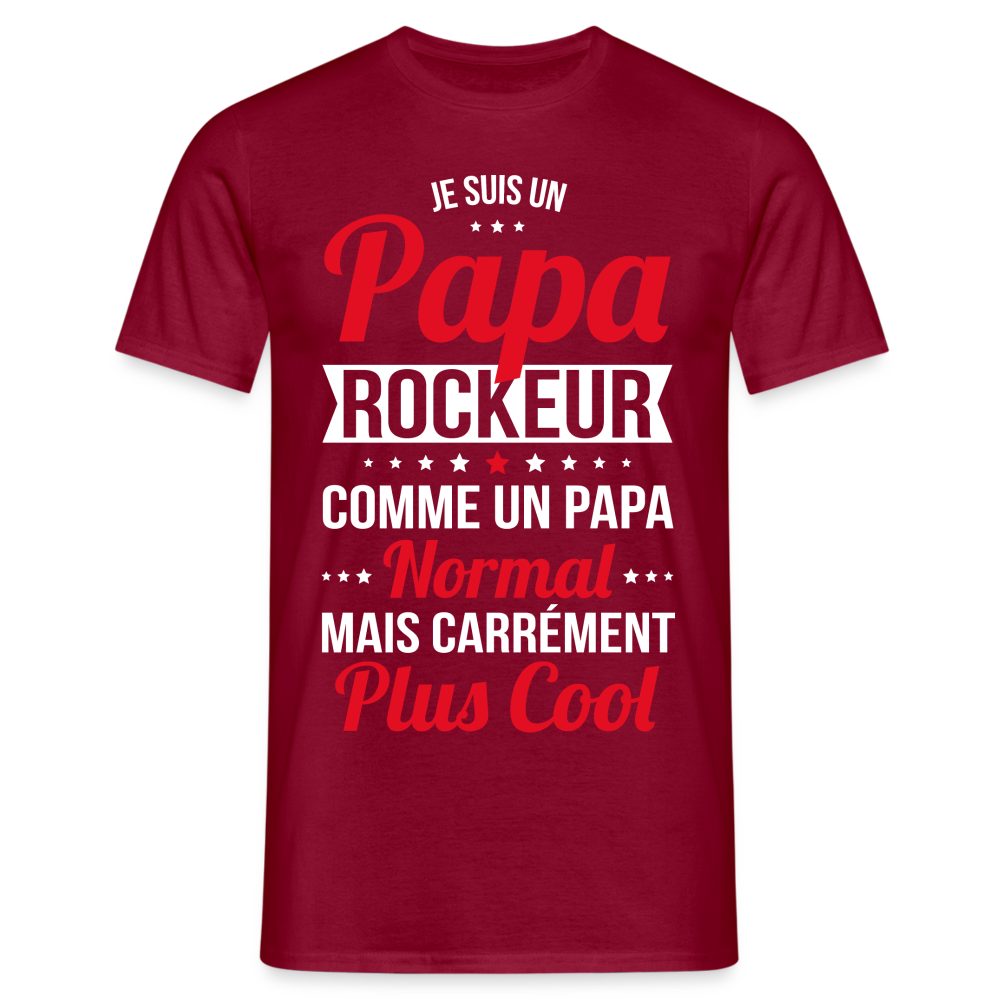 T-shirt Homme - Papa rockeur plus cool - rouge brique