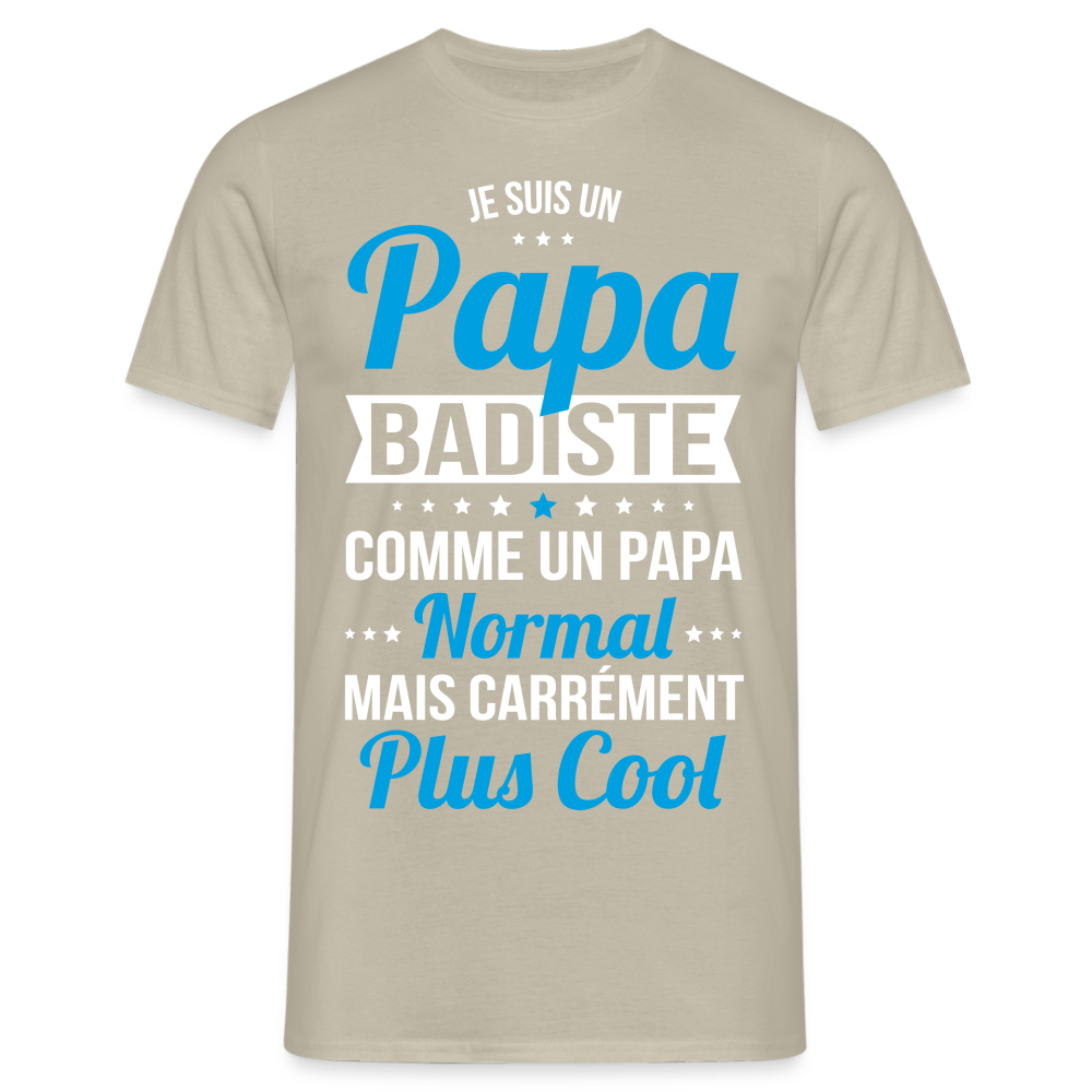 T-shirt Homme - Papa badiste plus cool - beige sable