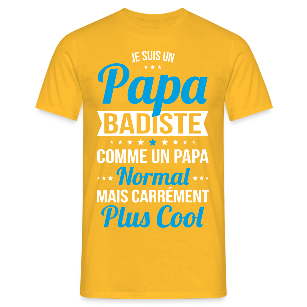 T-shirt Homme - Papa badiste plus cool - jaune