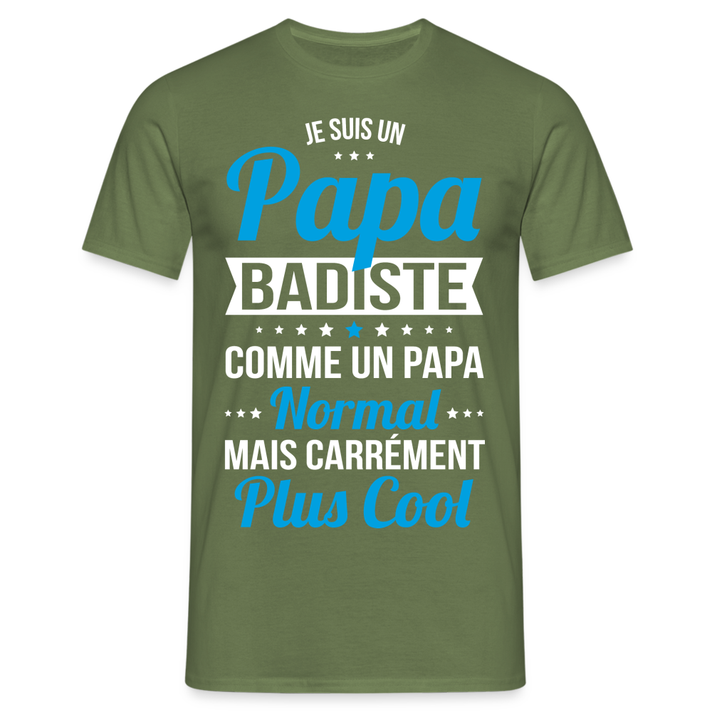 T-shirt Homme - Papa badiste plus cool - vert militaire