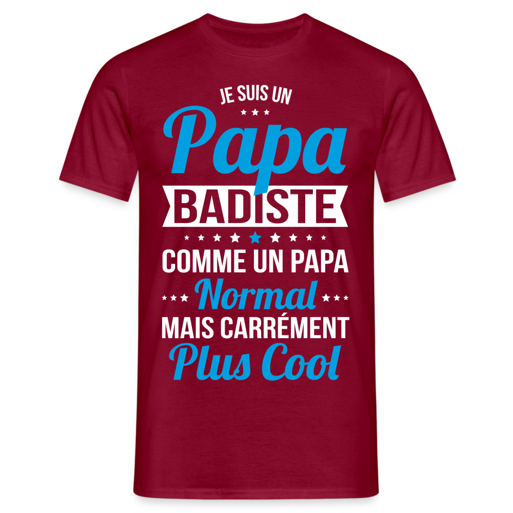 T-shirt Homme - Papa badiste plus cool - rouge brique