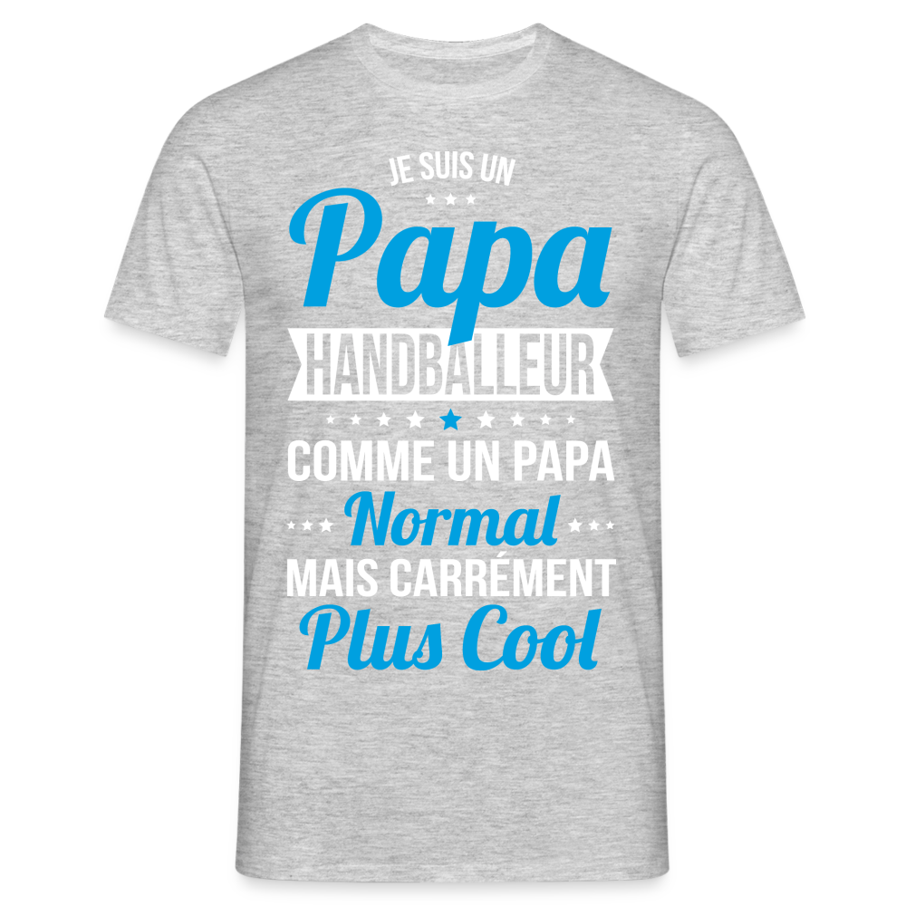 T-shirt Homme - Papa handballeur plus cool - gris chiné