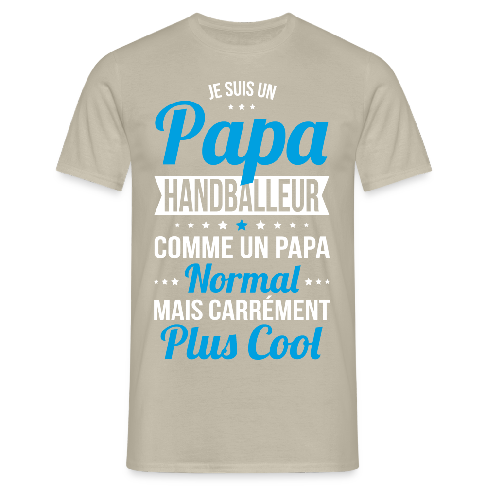 T-shirt Homme - Papa handballeur plus cool - beige sable