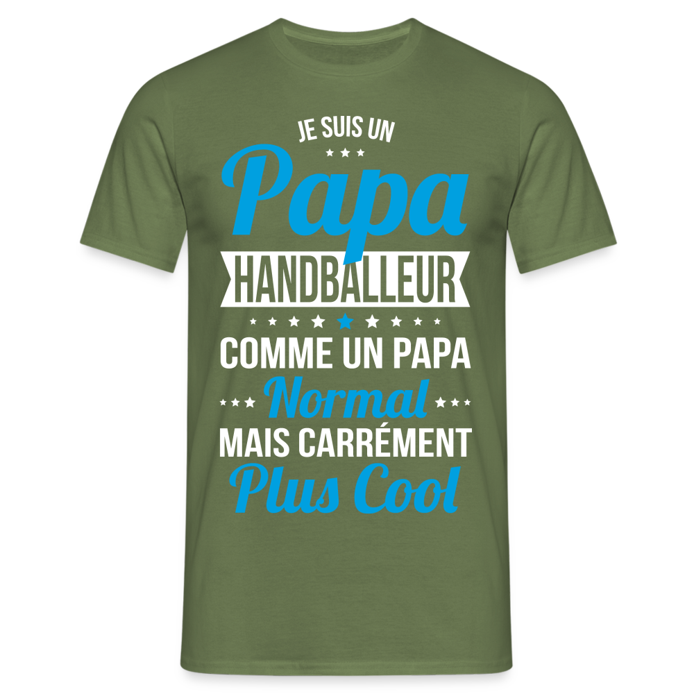 T-shirt Homme - Papa handballeur plus cool - vert militaire