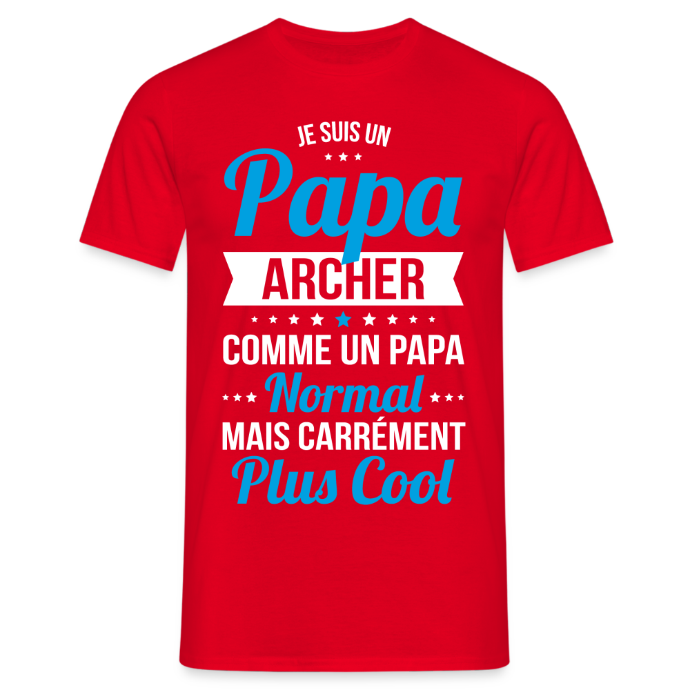 T-shirt Homme - Papa archer plus cool - rouge