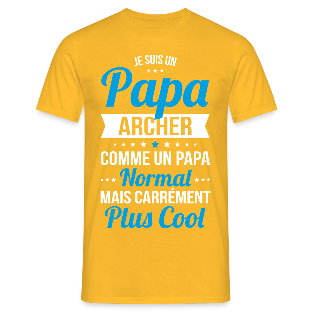 T-shirt Homme - Papa archer plus cool - jaune