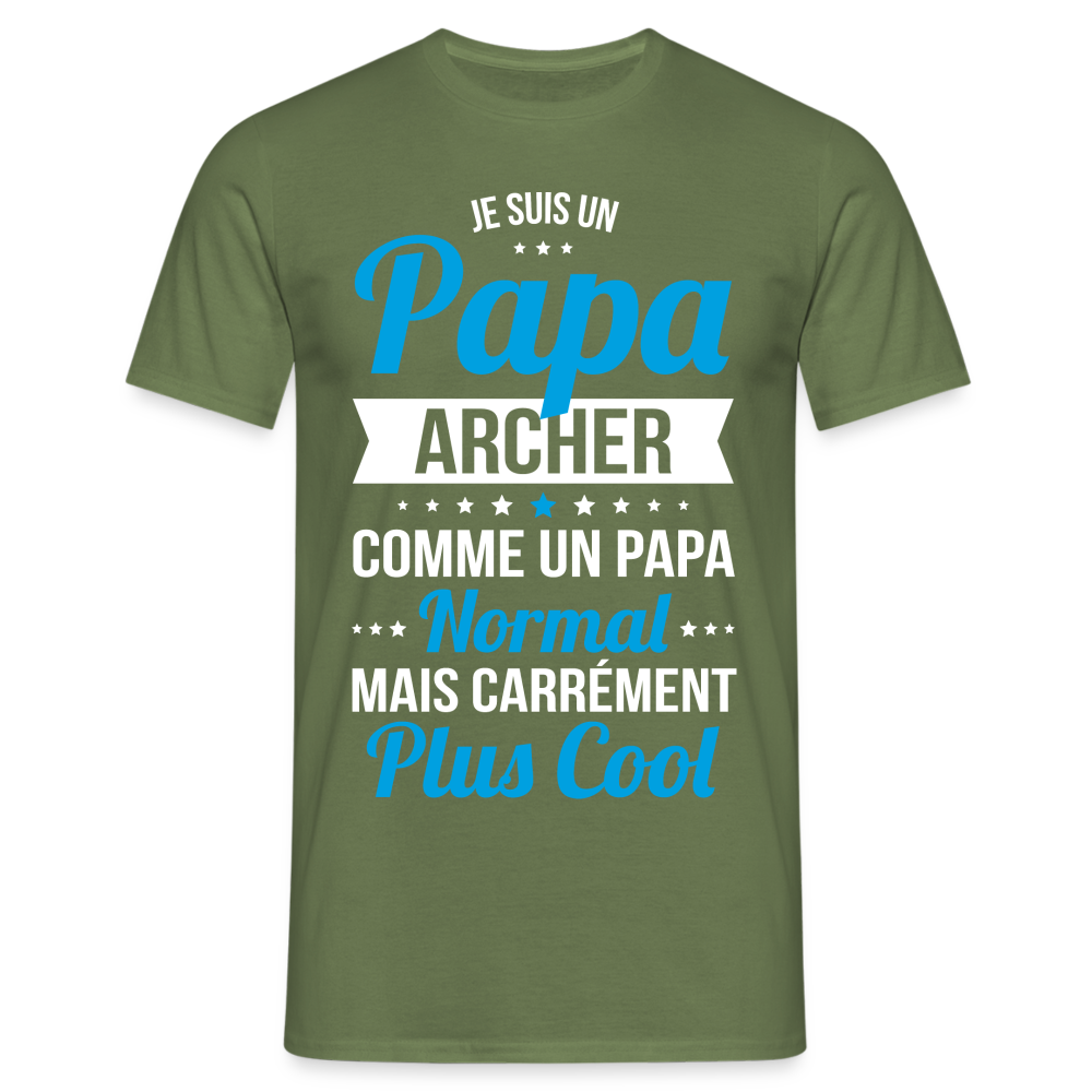 T-shirt Homme - Papa archer plus cool - vert militaire