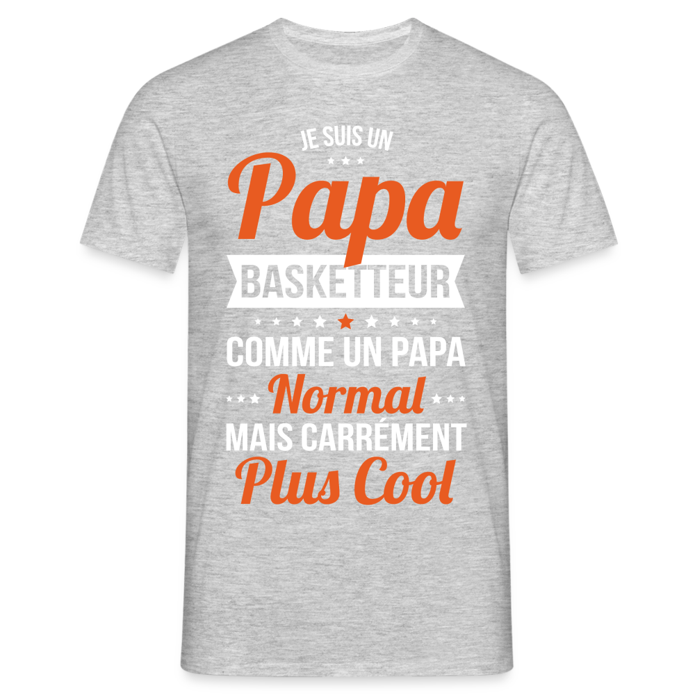 T-shirt Homme - Papa basketteur plus cool - gris chiné