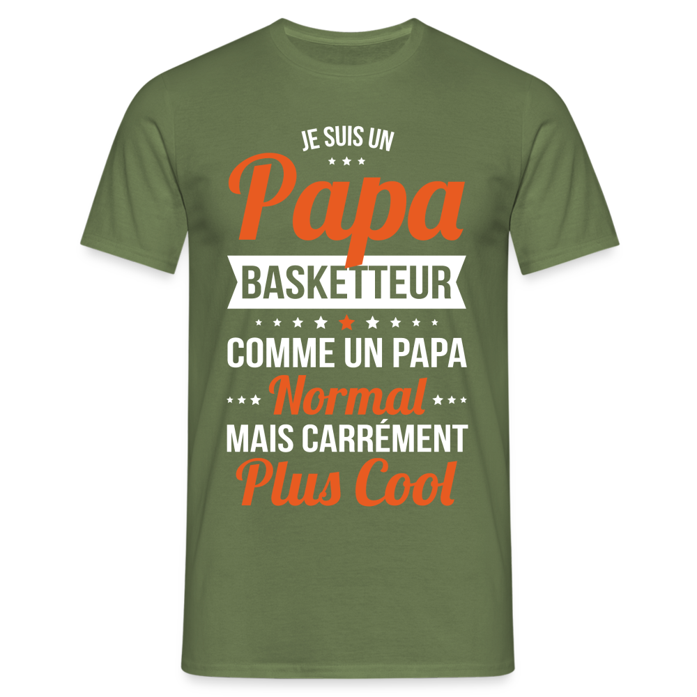 T-shirt Homme - Papa basketteur plus cool - vert militaire