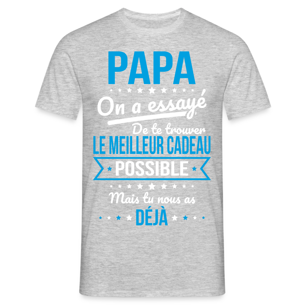 T-shirt Homme - Papa Cadeau Humour - gris chiné