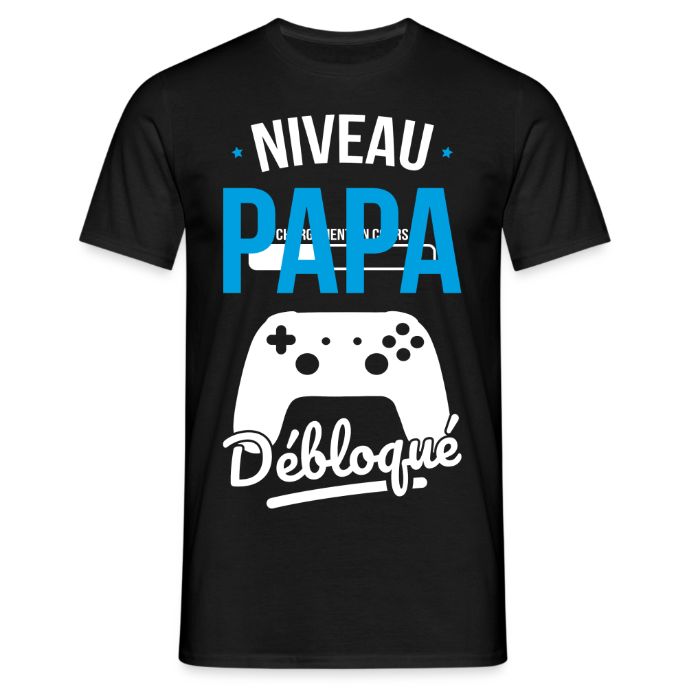 T-shirt Homme - Niveau Papa Débloqué - noir