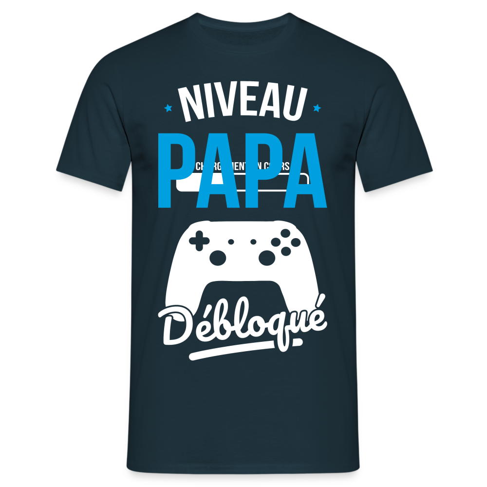 T-shirt Homme - Niveau Papa Débloqué - marine