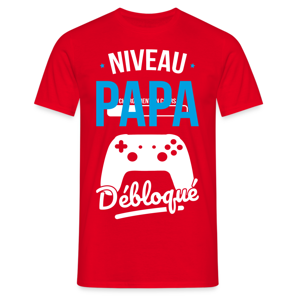 T-shirt Homme - Niveau Papa Débloqué - rouge