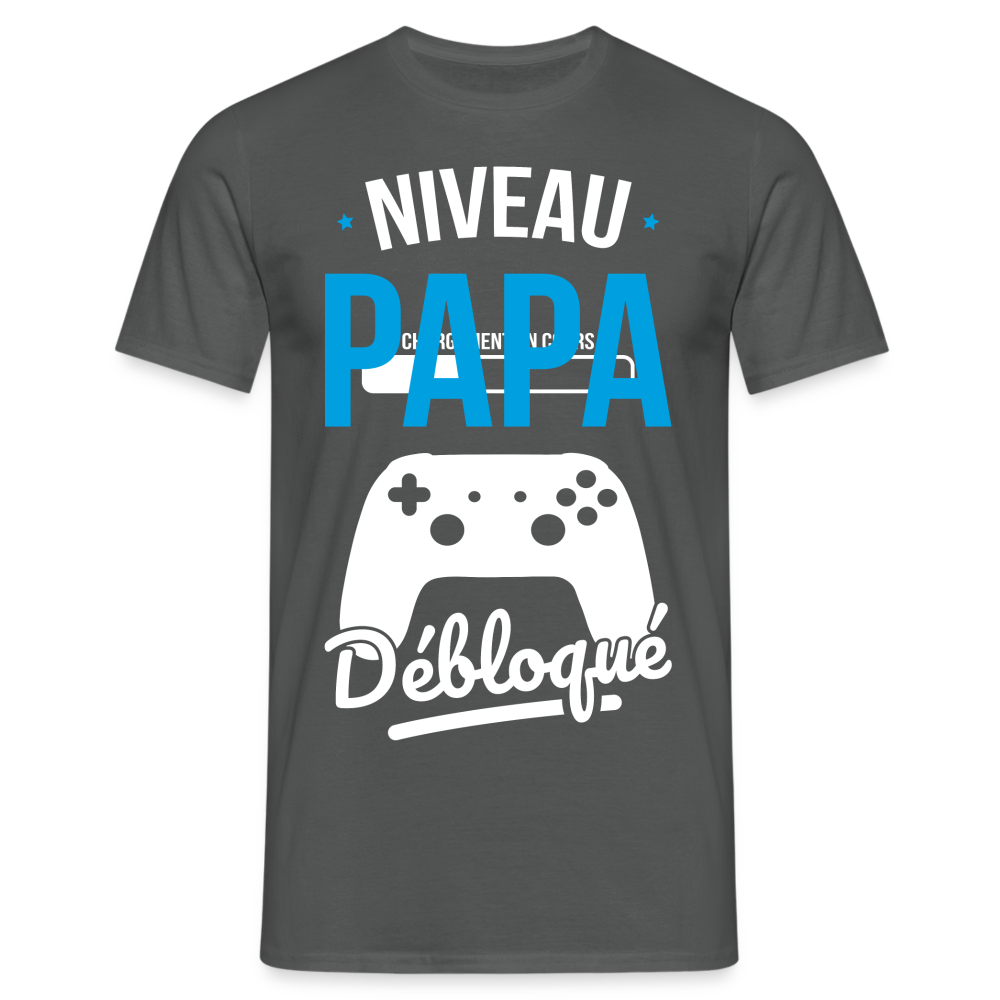 T-shirt Homme - Niveau Papa Débloqué - charbon