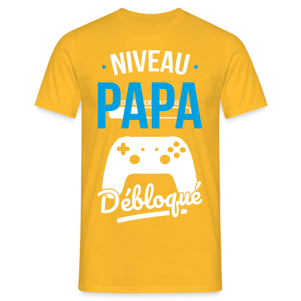 T-shirt Homme - Niveau Papa Débloqué - jaune