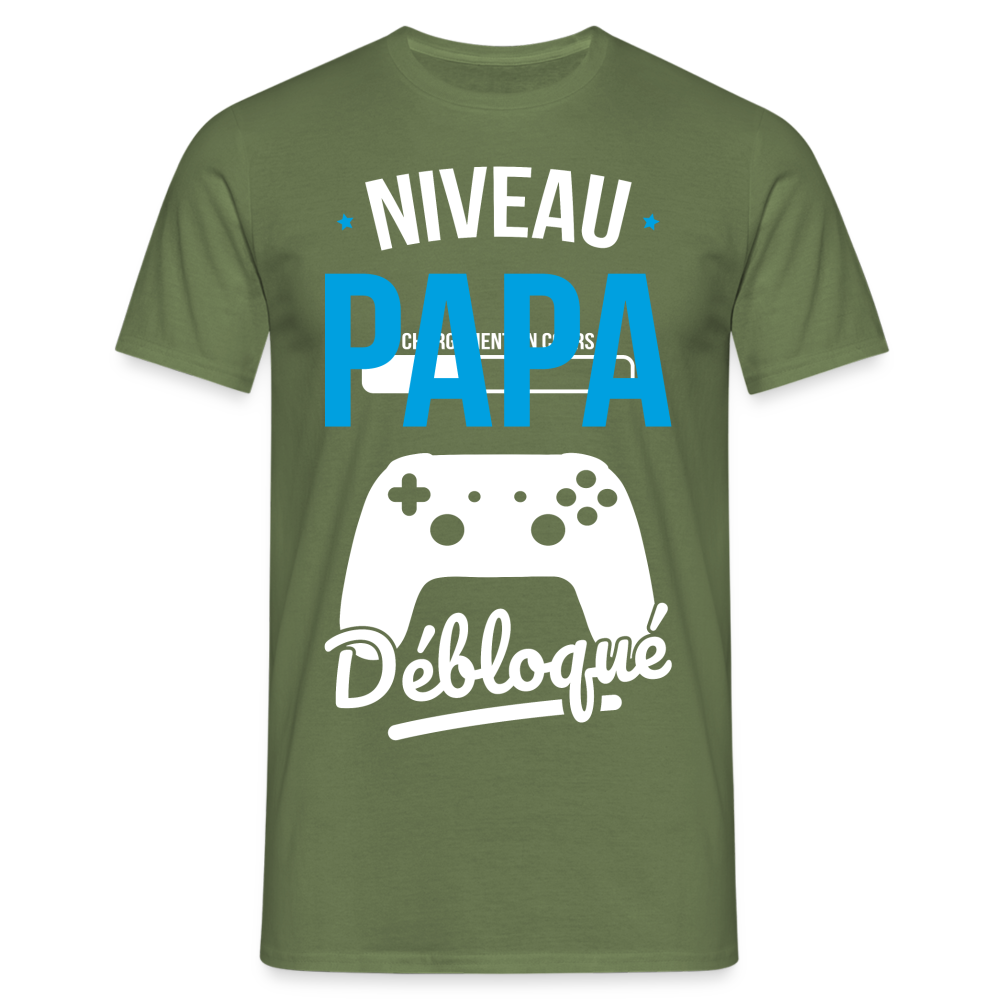 T-shirt Homme - Niveau Papa Débloqué - vert militaire