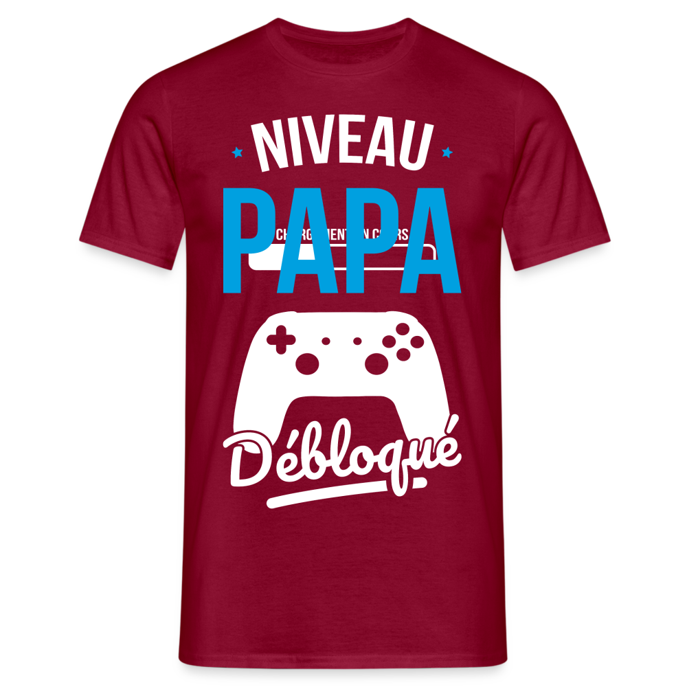 T-shirt Homme - Niveau Papa Débloqué - rouge brique