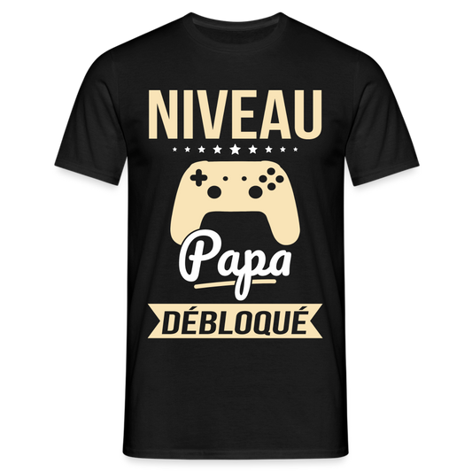 T-shirt Homme - Niveau Papa Débloqué - noir