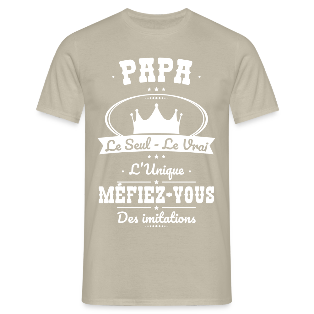 T-shirt Homme - Papa - Le Seul - Le Vrai - L'Unique - beige sable