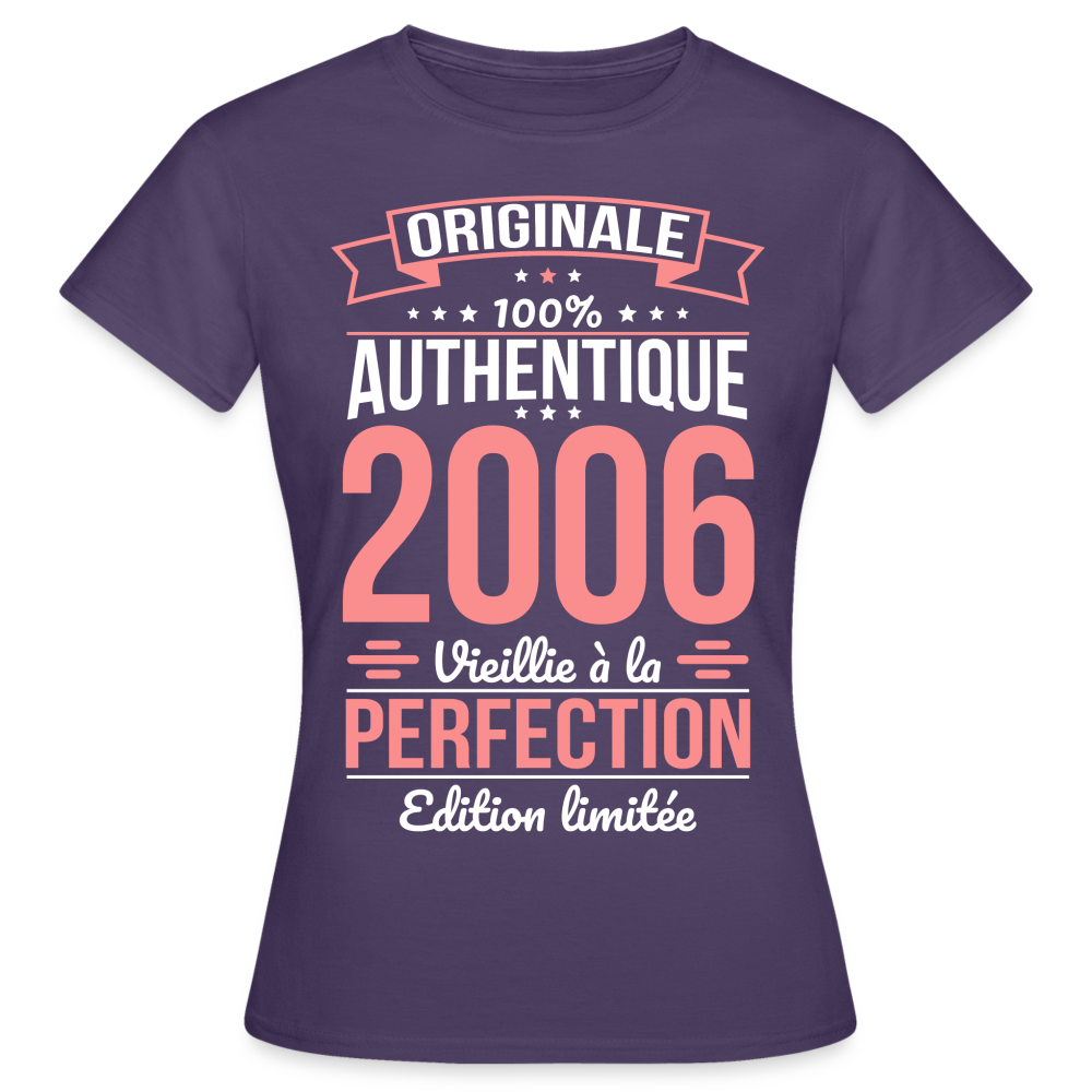 T-shirt Femme - Anniversaire 18 Ans - Originale 2006 - violet foncé