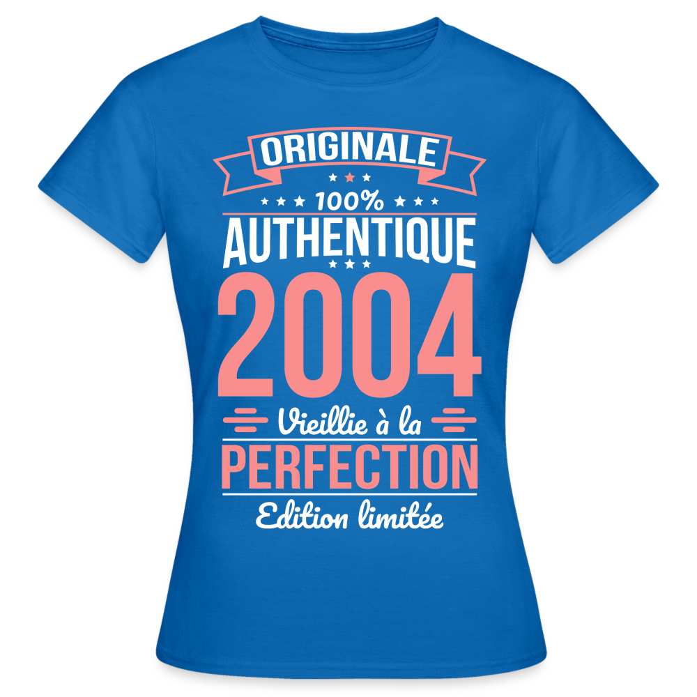 T-shirt Femme - Anniversaire 20 Ans - Originale 2004 - bleu royal