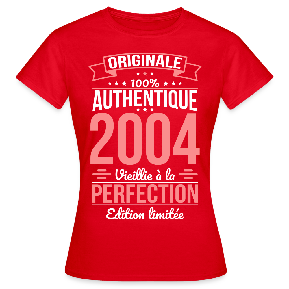 T-shirt Femme - Anniversaire 20 Ans - Originale 2004 - rouge