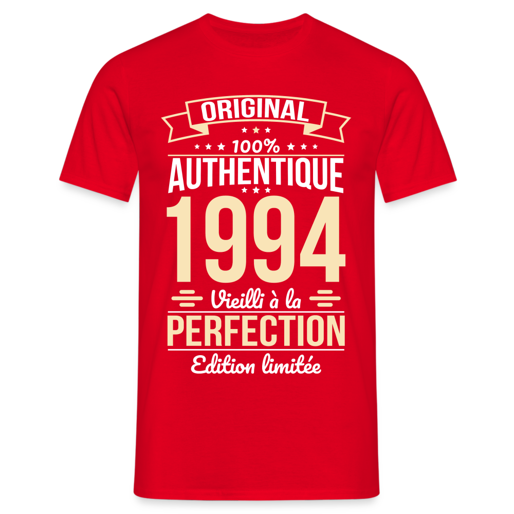 T-shirt Homme - Anniversaire 30 Ans - Original 1994 - rouge