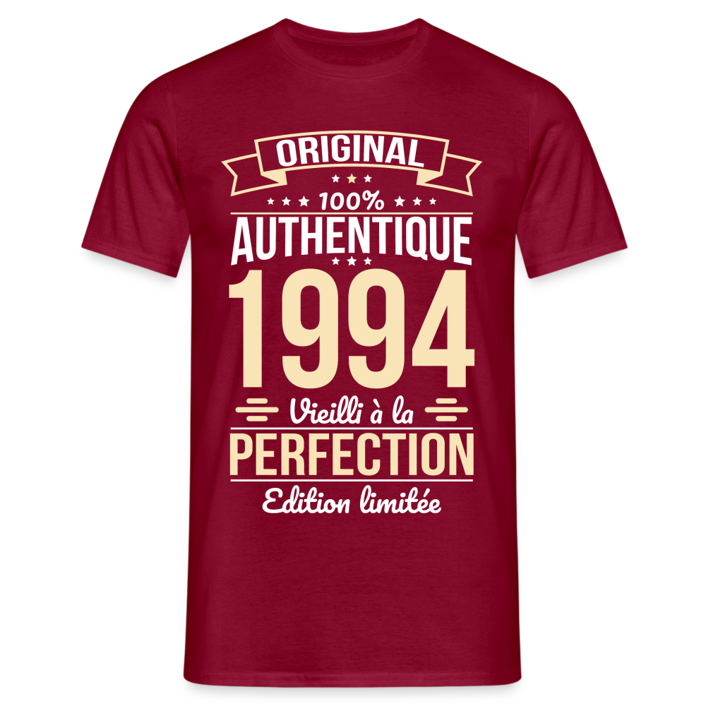 T-shirt Homme - Anniversaire 30 Ans - Original 1994 - rouge brique