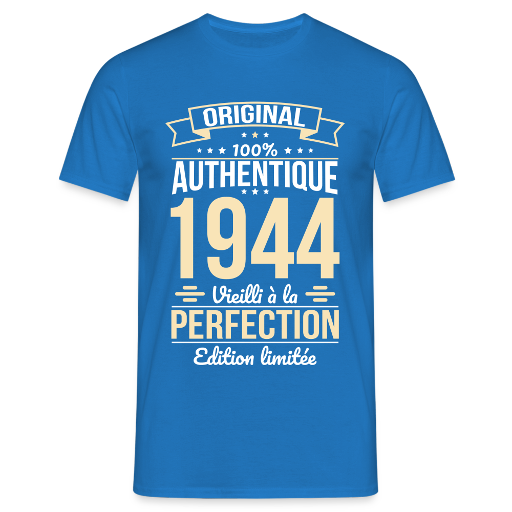 T-shirt Homme - Anniversaire 80 Ans - Original 1944 - bleu royal