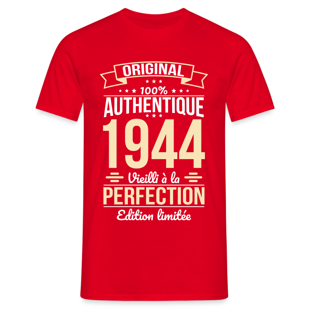 T-shirt Homme - Anniversaire 80 Ans - Original 1944 - rouge