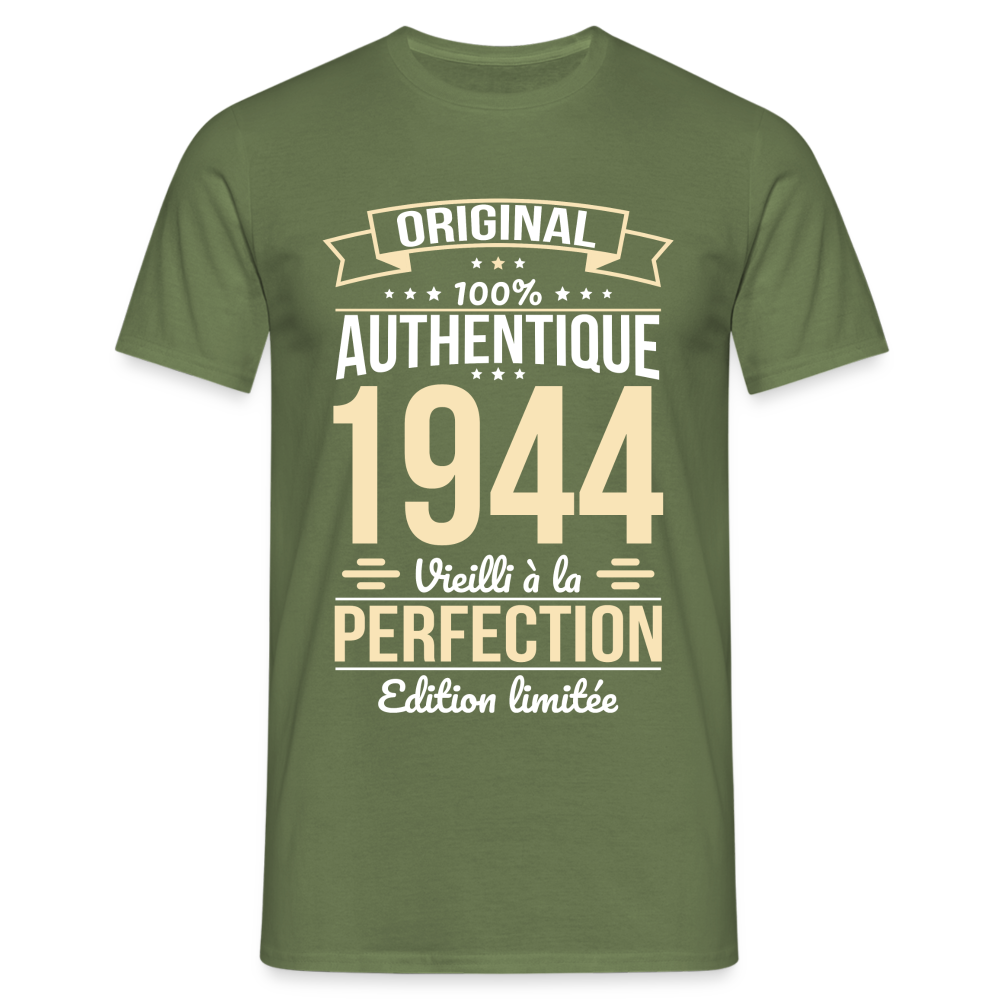 T-shirt Homme - Anniversaire 80 Ans - Original 1944 - vert militaire