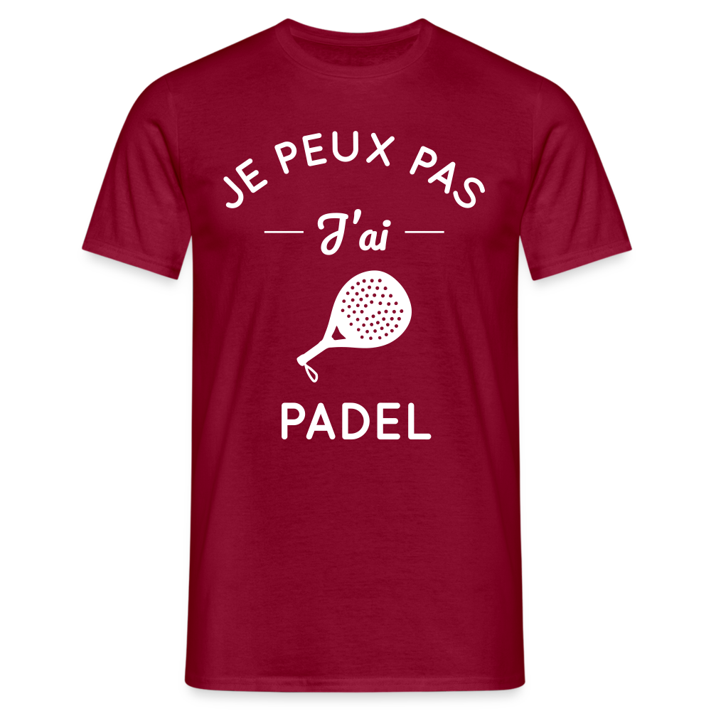 T-shirt Homme - Je peux pas j'ai Padel - rouge brique