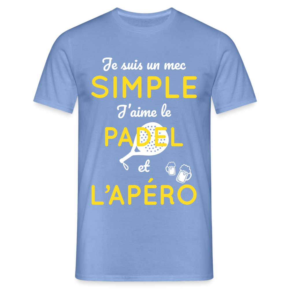 T-shirt Homme - Mec simple J'aime le Padel et L'apéro - carolina blue