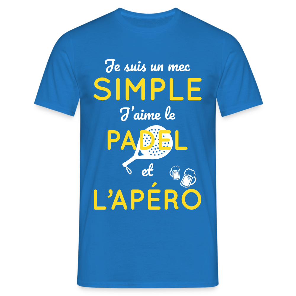 T-shirt Homme - Mec simple J'aime le Padel et L'apéro - bleu royal