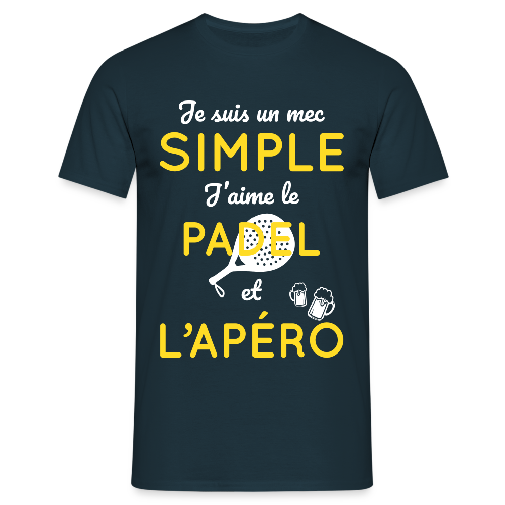 T-shirt Homme - Mec simple J'aime le Padel et L'apéro - marine