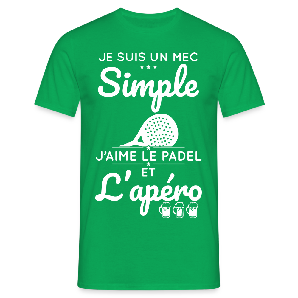 T-shirt Homme - Mec Simple j'aime le Padel et L'apéro - vert