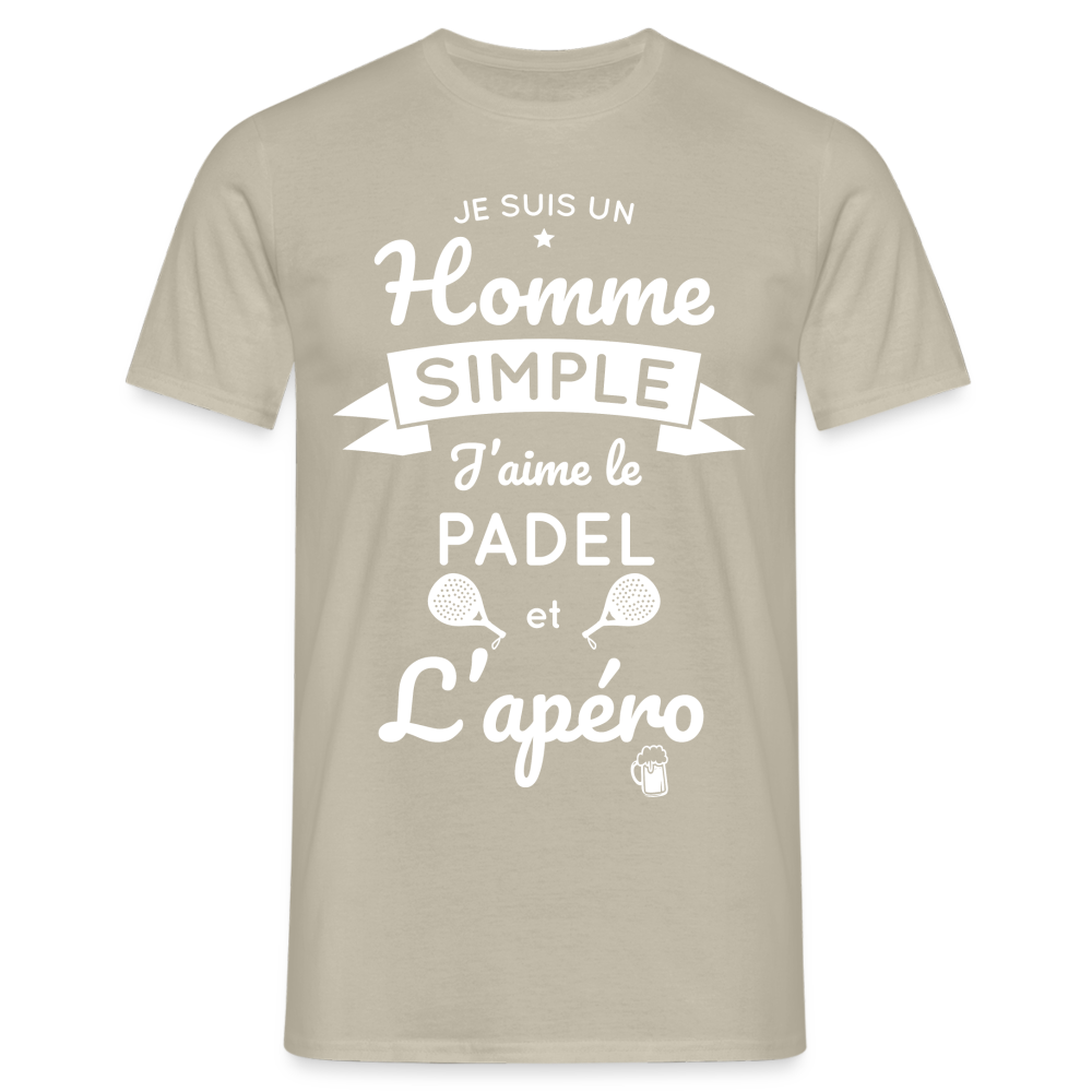 T-shirt Homme - Je Suis un Homme Simple j'aime le Padel et L'apéro - beige sable