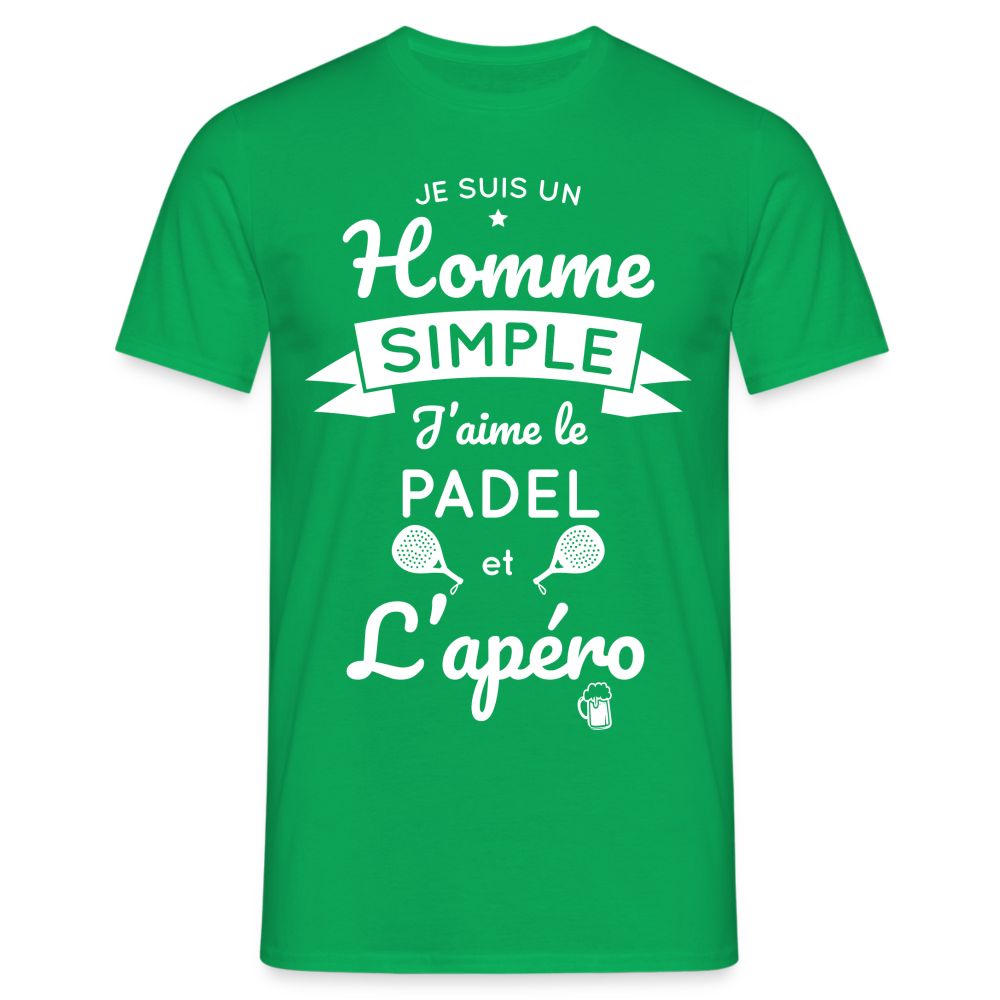 T-shirt Homme - Je Suis un Homme Simple j'aime le Padel et L'apéro - vert