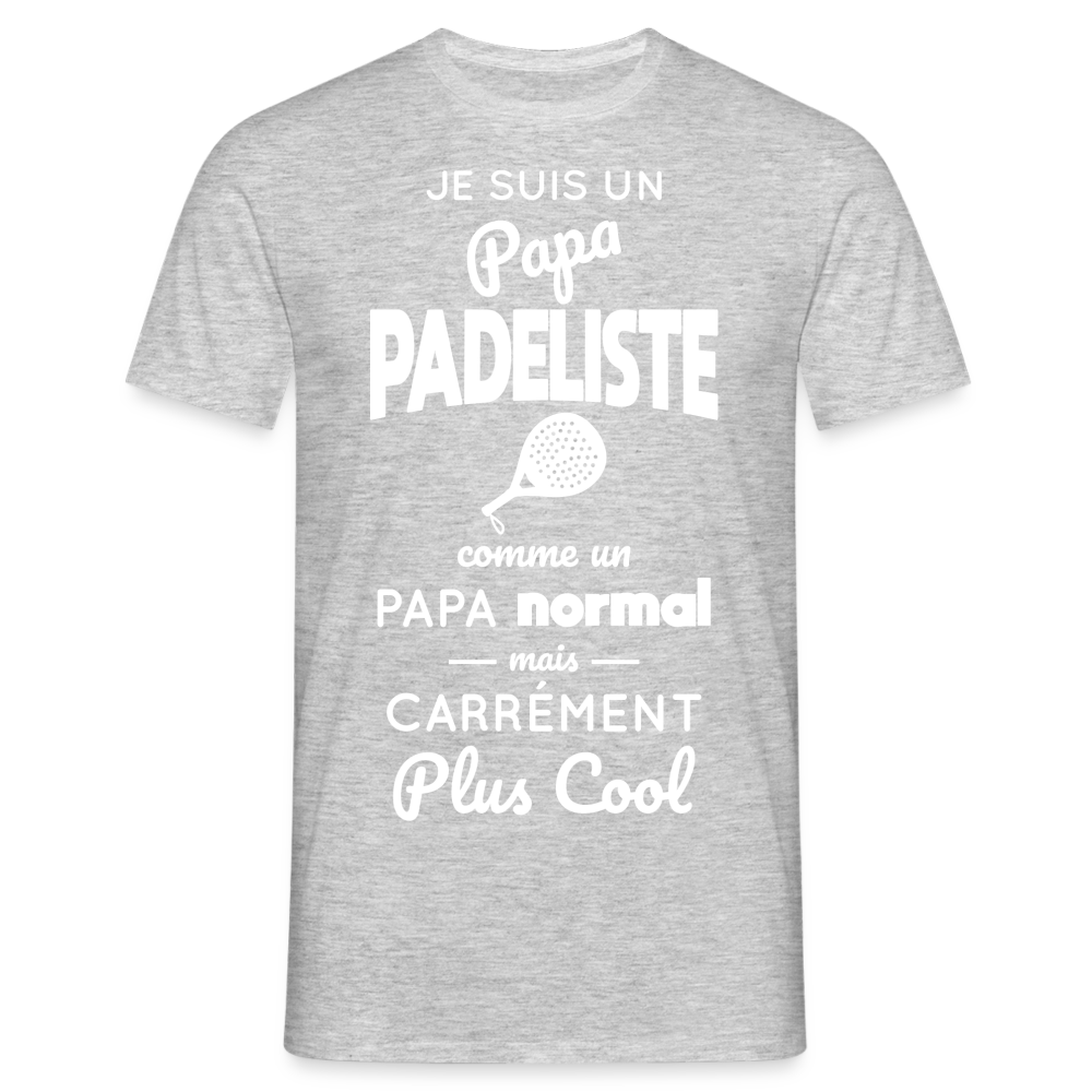 T-shirt Homme - Papa Padeliste Plus Cool - gris chiné