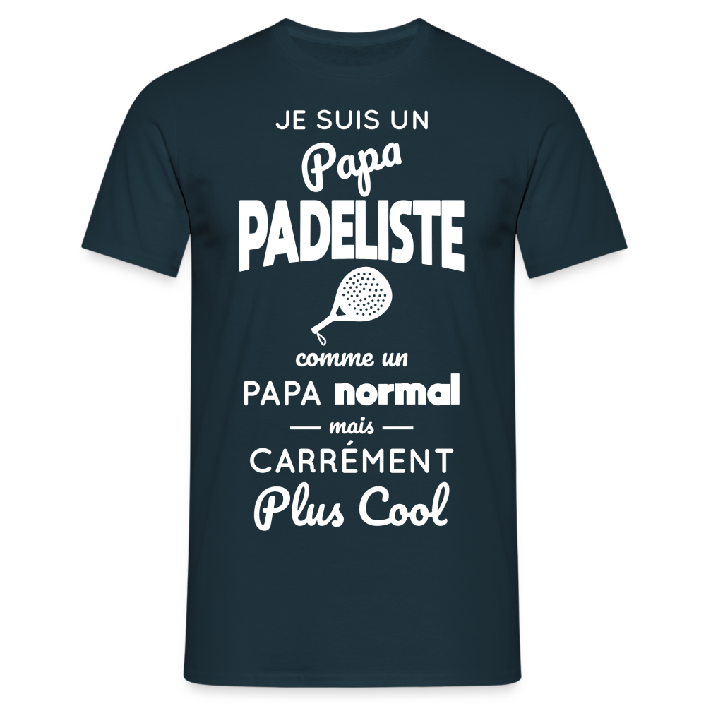 T-shirt Homme - Papa Padeliste Plus Cool - marine