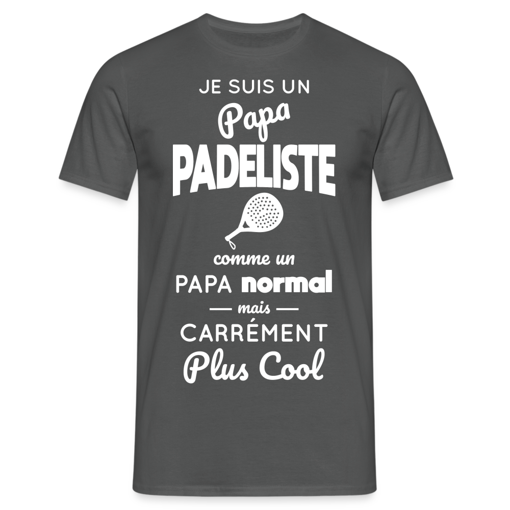 T-shirt Homme - Papa Padeliste Plus Cool - charbon