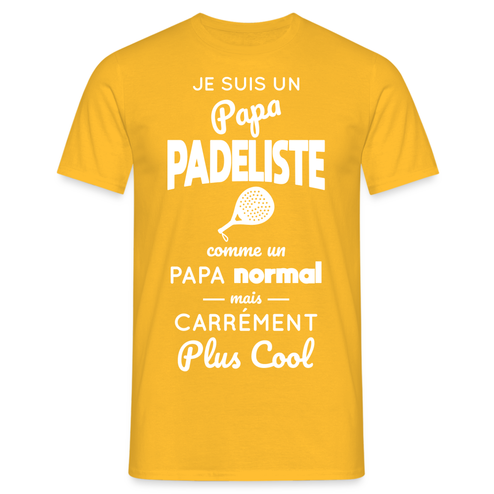 T-shirt Homme - Papa Padeliste Plus Cool - jaune