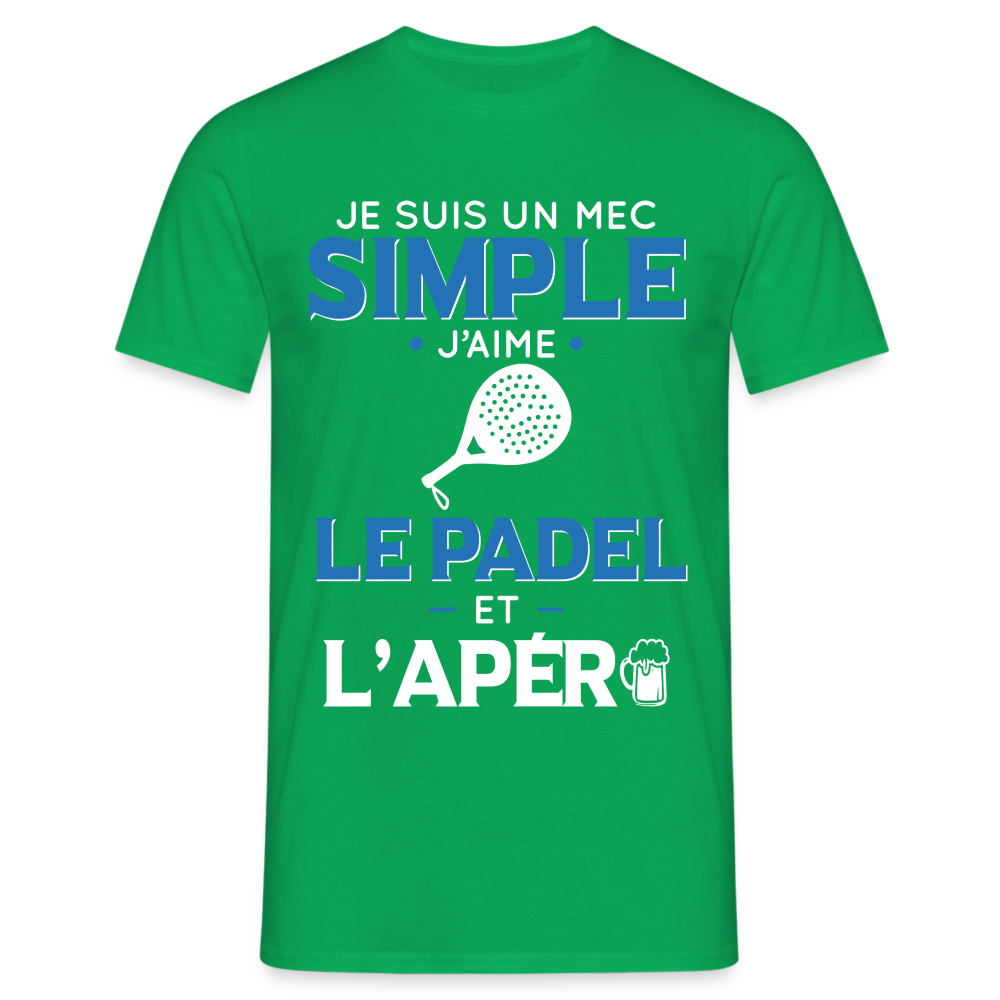 T-shirt Homme - Mec Simple j'aime le Padel et L'apéro - vert