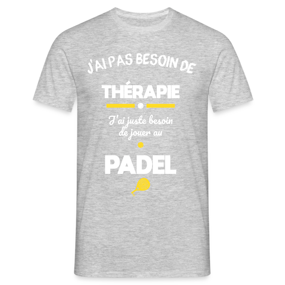 T-shirt Homme - Besoin De Jouer Au Padel - gris chiné