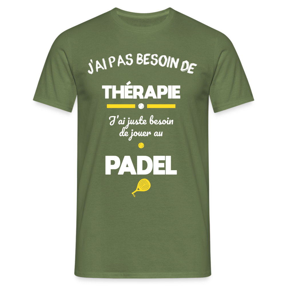 T-shirt Homme - Besoin De Jouer Au Padel - vert militaire