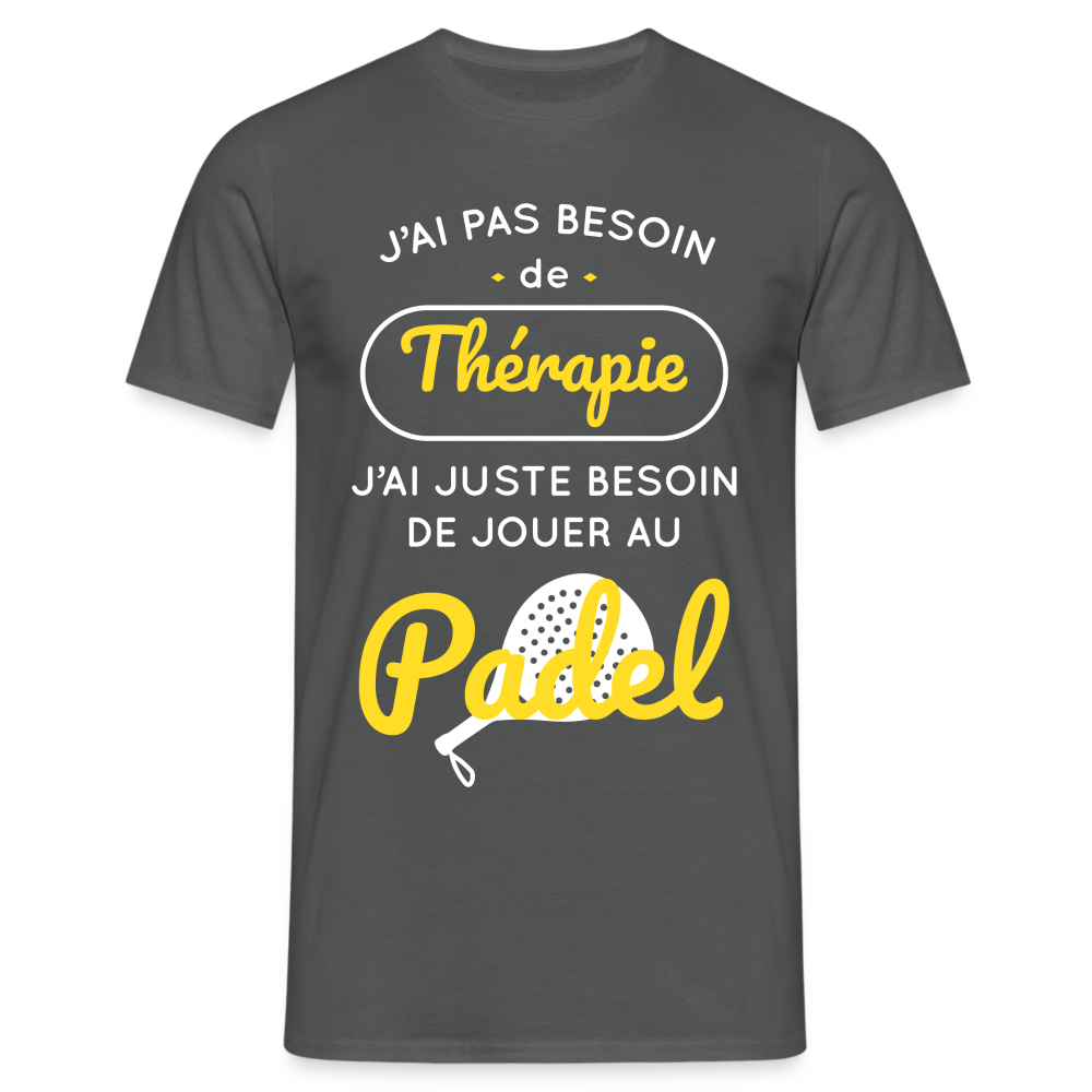 T-shirt Homme - Besoin De Jouer Au Padel - charbon